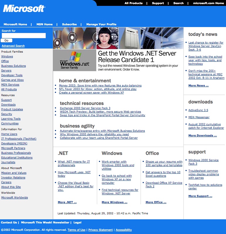 Microsoft homepage (2002)
